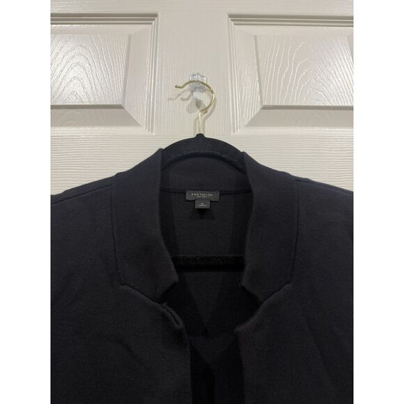 Ann Taylor Factory Sweater Womens XL Black Open Front Long Striped Hem Cardigan - Picture 6 of 11